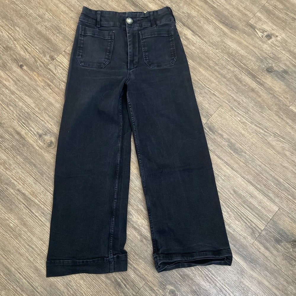 Anthropologie Maeve The Colette Crop Wide-Leg Black Denim Size 27